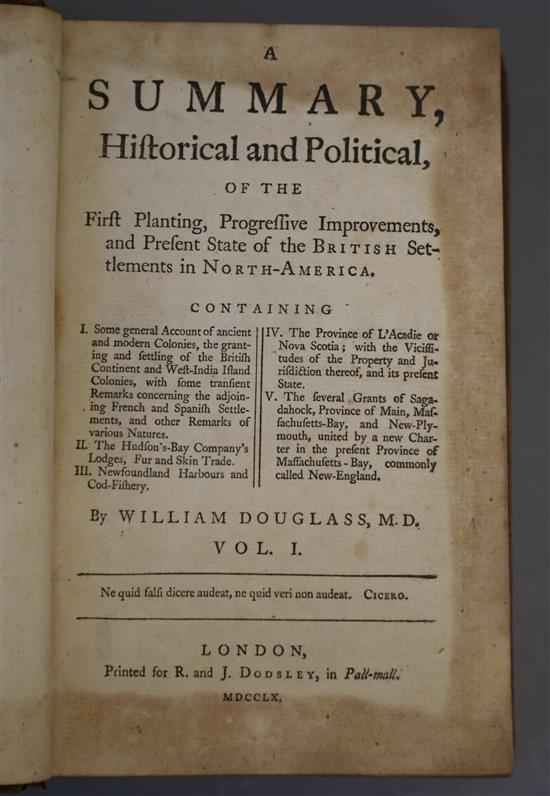 Douglass, William - A Summary of Historical and Political, of the First Planning ... of the British Settlements in